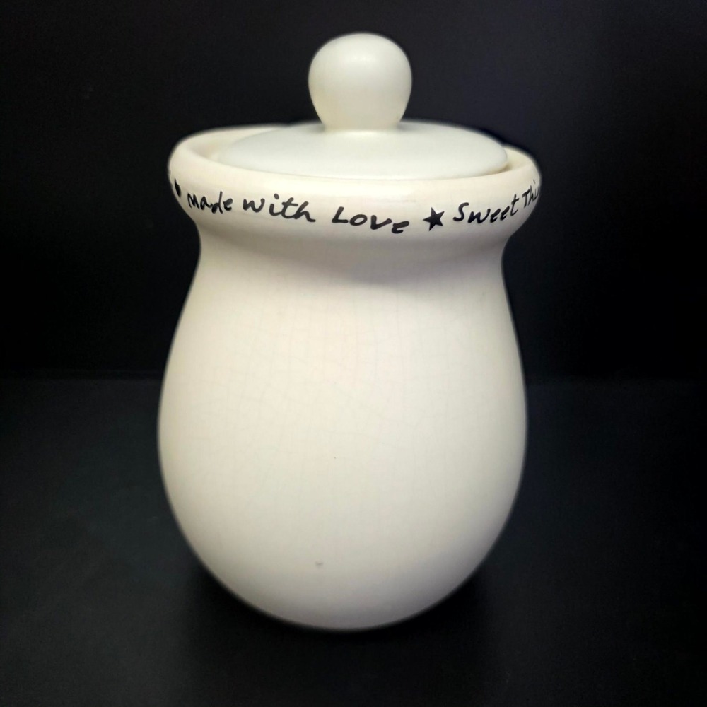 Ceramic Storage Jar Small Cream Sweet Things in Life Made with Love Jar